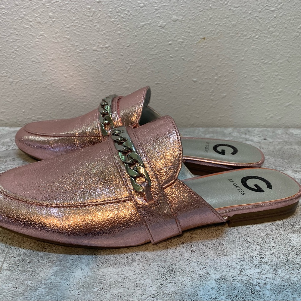 G by Guess Pink and Silver Flats with Chain Detail